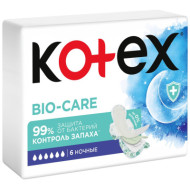 Прокладки женские KOTEX Bio-care 6капл. 6шт. ночные (16)