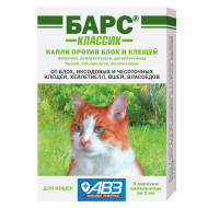 Капли для кошек от блох и клещей БАРС Классик 3 пипетки по 1мл. (10) Капли для кошек от блох и клещей БАРС Классик 3 пипетки по 1мл. (10)