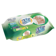 Салфетки влажные 100% Чистоты для детей 120шт. Алоэ вера, клапан (16)