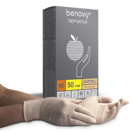 Перчатки смотровые латекс. неопуд BENOVY р-р M 100шт. (10)
